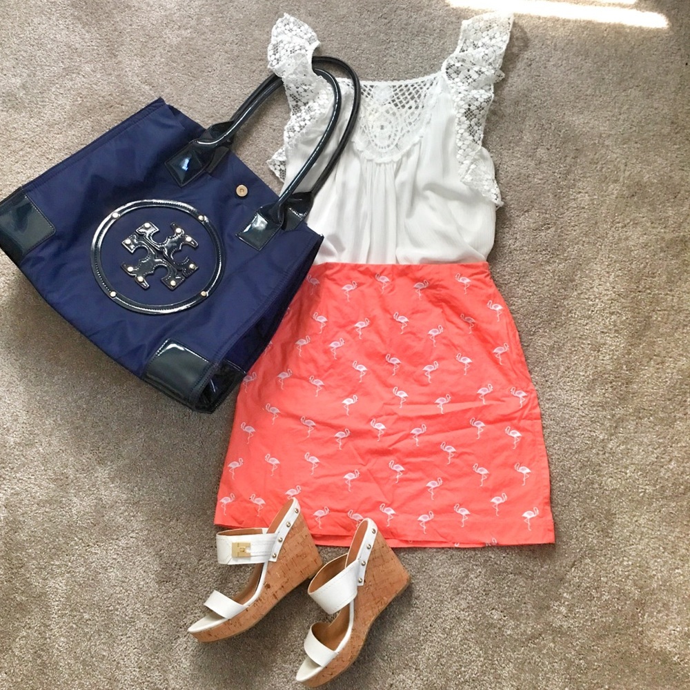 SUPER CUTE TALBOTS FLAMINGO SKIRT SIZE 4 - Picture 3 of 8